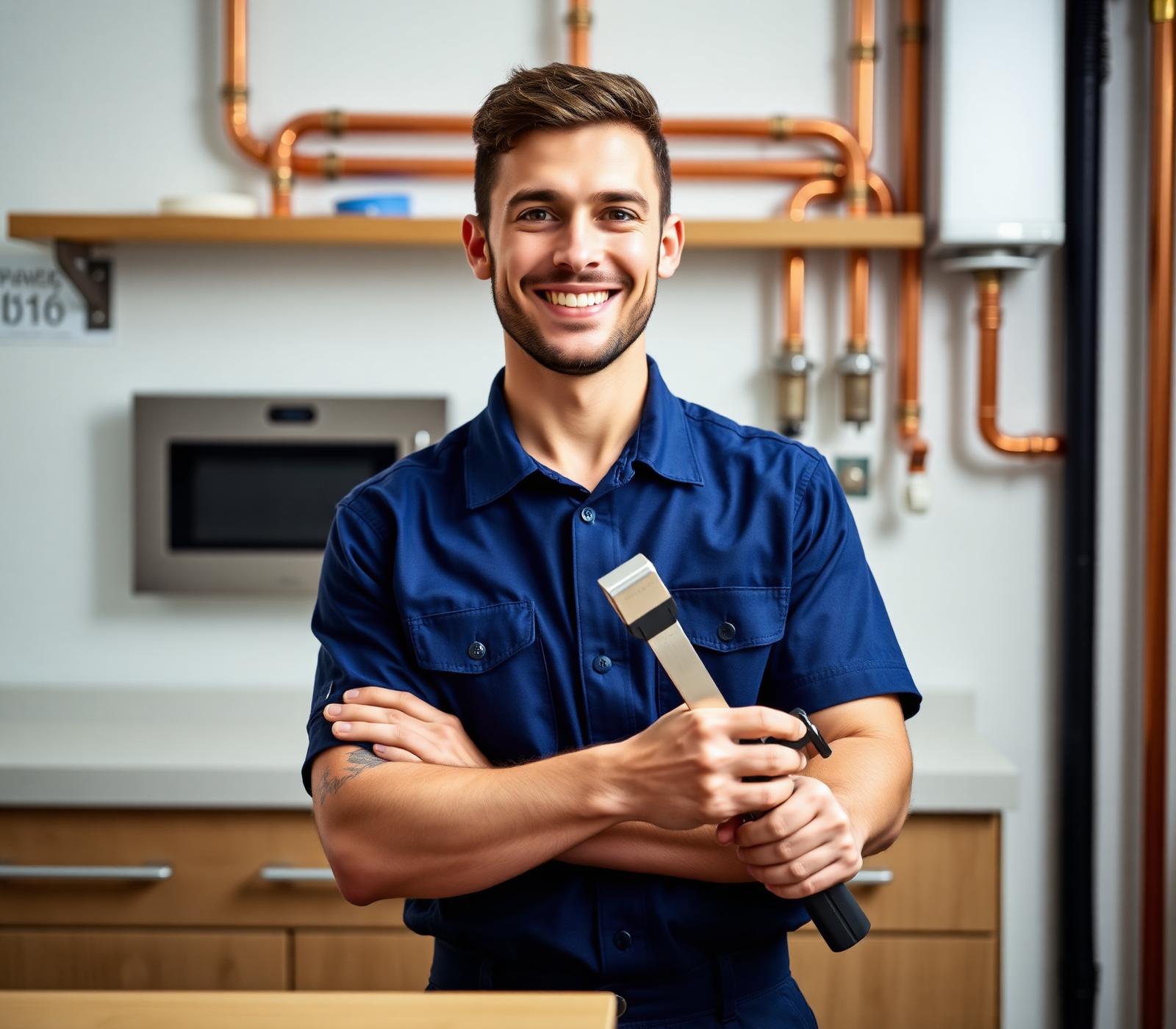 Aquacore engineer on a commercial plumbing job in Greater Manchester